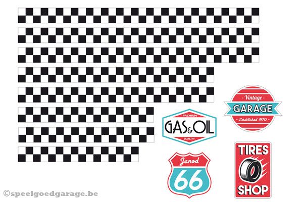 Losse stickerset om het pompstation aan te kleden.