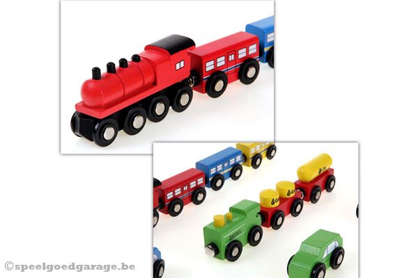 Inclusief 4 auto's en 2 verschillende soorten treinen.